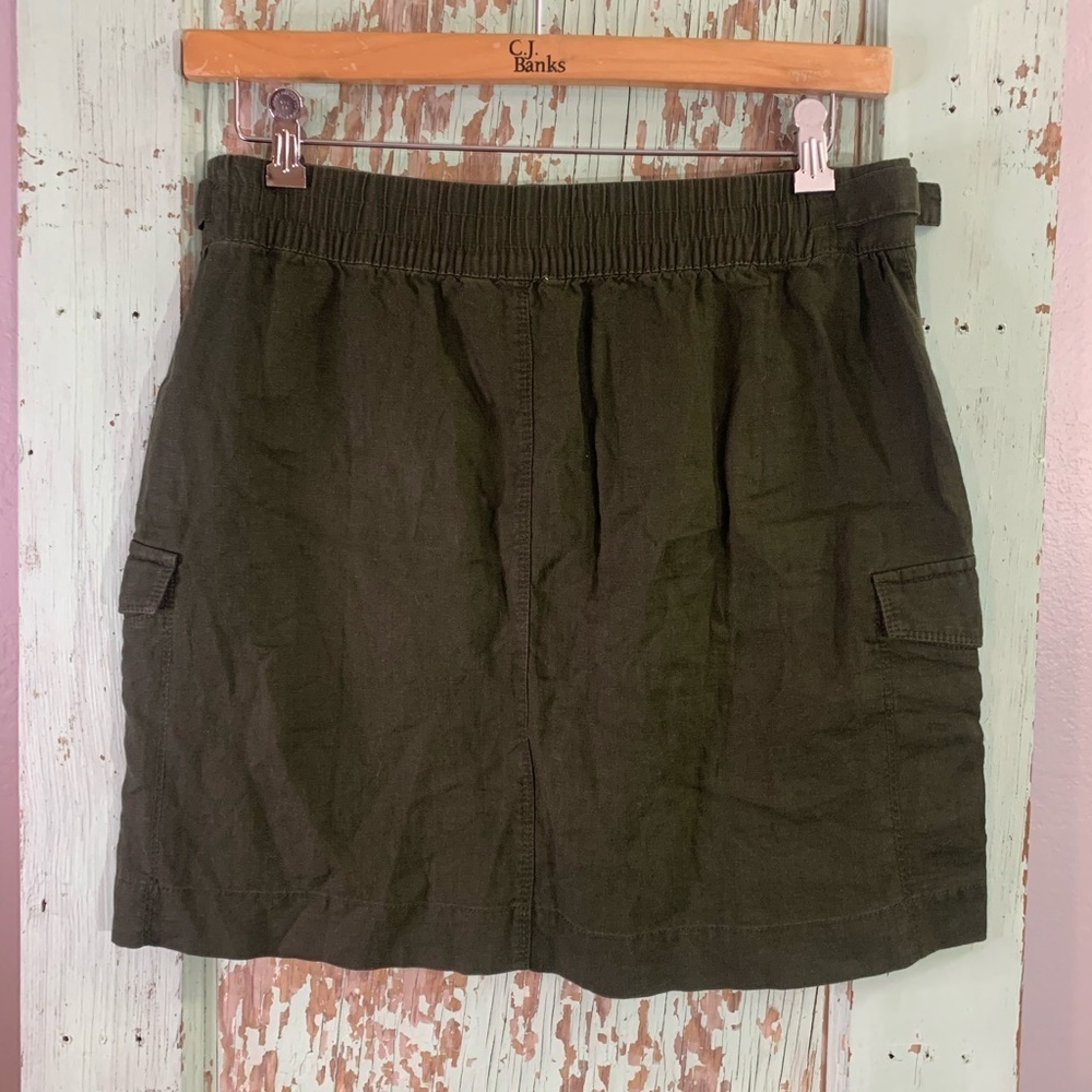 Women’s Athleta green 100% linen mini skirt with pockets - Picture 2 of 6